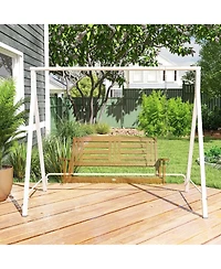 Outsunny Metal Porch Swing Stand, Heavy Duty Swing Frame, Hanging Chair Stand Only,528 Lbs Weight Capacity, for Backyard, Patio, Lawn, Playground, Whi