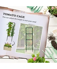 Outsunny Galvanized Raised Garden Bed w/ Tomato Cage,