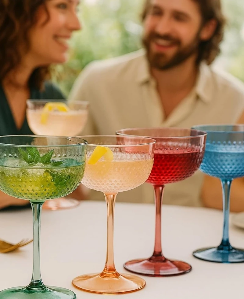 The Wine Savant Muted Hobnail Coupe Glasses, Set of 4
