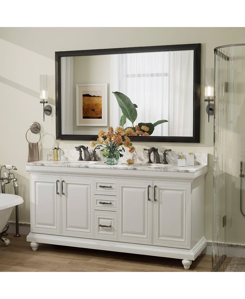 Apmir 60" x 36" Inch Thick Metal Framed Wall Mirrors for Bedroom