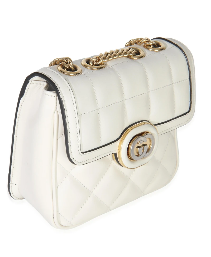 Pre-Owned Gucci White Quilted Calfskin Mini Deco Chain Bag