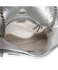 Pre-Owned Gucci Silver Metallic Sakai Diagonal Stitched Calfskin Small Blondie Tote