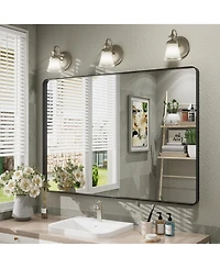 Apmir 30" x 44" High-Strength Tempered Glass and Aluminum Alloy Framed Wall Decor Bathroom Vanity Mirror