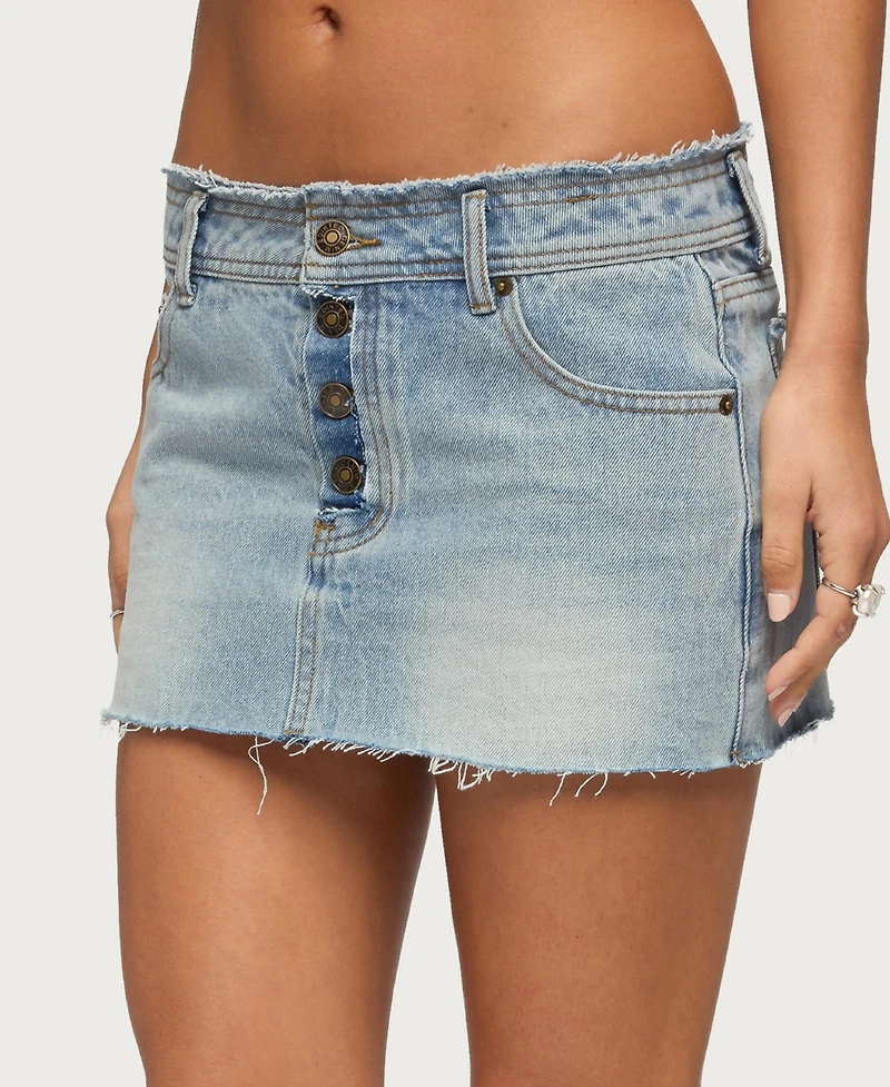 Edikted Women's Emree Distressed Denim Mini Skirt