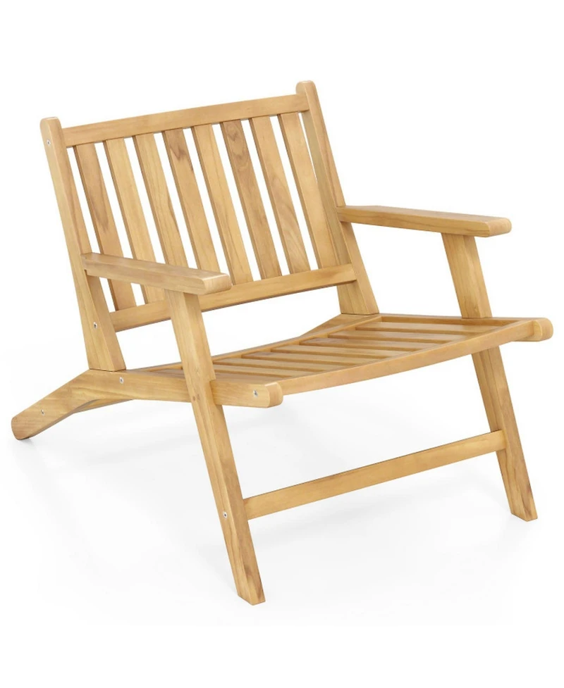 Gouun Mid-Century Outdoor Teak Wood Reclining Chair with 107degree(s) Backrest and Sleek Armrests