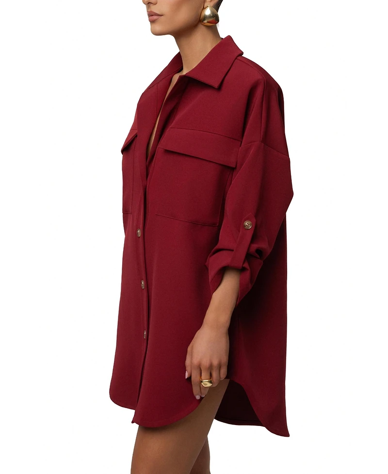 Jluxlabel Women's Downtime Collared Shirt Dress