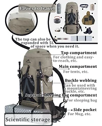 Naturehike 70+5L Hiking Backpack with Rain cover, Waterproof Lightweight Camping Backpack for Men & Women, Travel