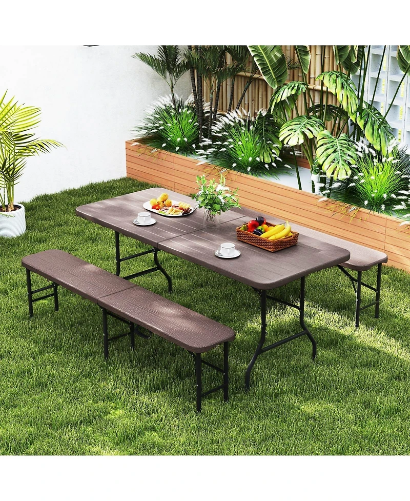 Sugift 6 Feet Folding Hdpe Bench with 1320 Lbs Capacity and Handle Lock