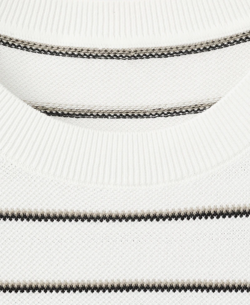 Mango Men's Striped Knit Cotton T-Shirt