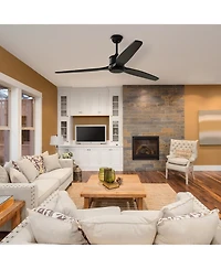 Homsee Modern 52-Inch Black Ceiling Fan with Solid Wood Blades