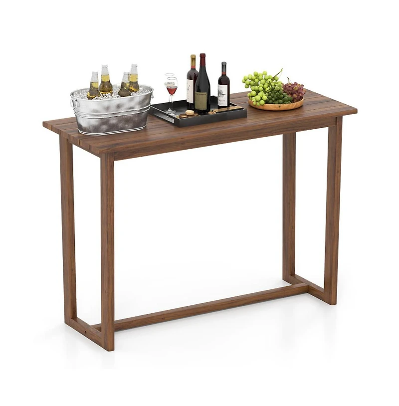 Boyel Living 59 Inch Outdoor Bar Table with Slatted Top