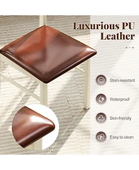 Slickblue Armless Kitchen Dining Chairs Set of 2 with Pu Leather Seat and Wooden Frame