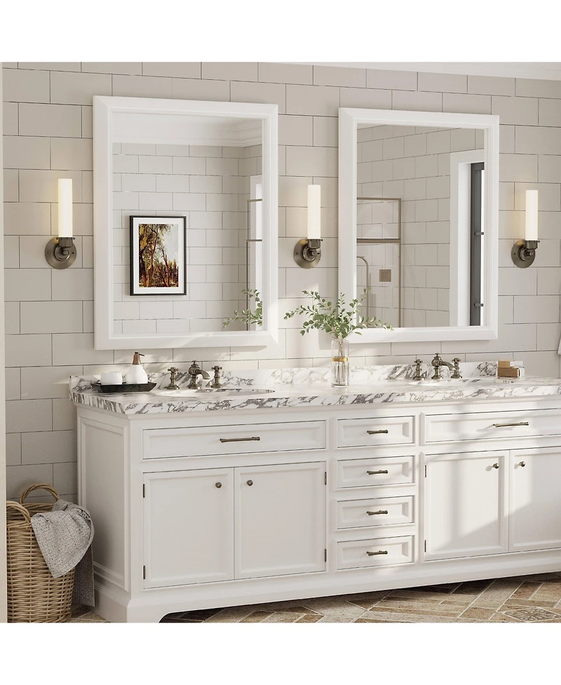Apmir 32" x 40" Inch Thick Metal Framed Wall Mirrors for Bedroom