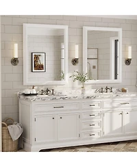 Apmir 32" x 40" Inch Thick Metal Framed Wall Mirrors for Bedroom