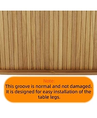 Rainsken 55.11"-70.86" Extendable Dining Table for 4-6, Oval Kitchen with Striped Legs Living Room and
