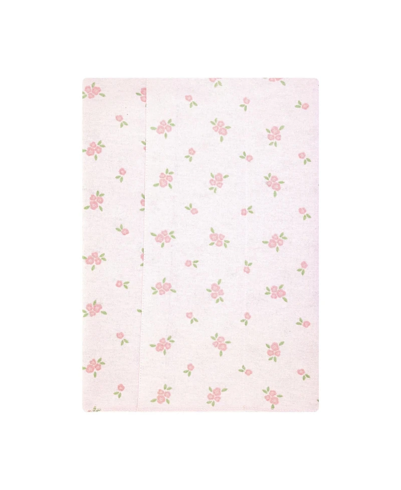 Hudson Baby Girl Cotton Poly Flannel Burp Cloths -Pack, Sweet Little Floral