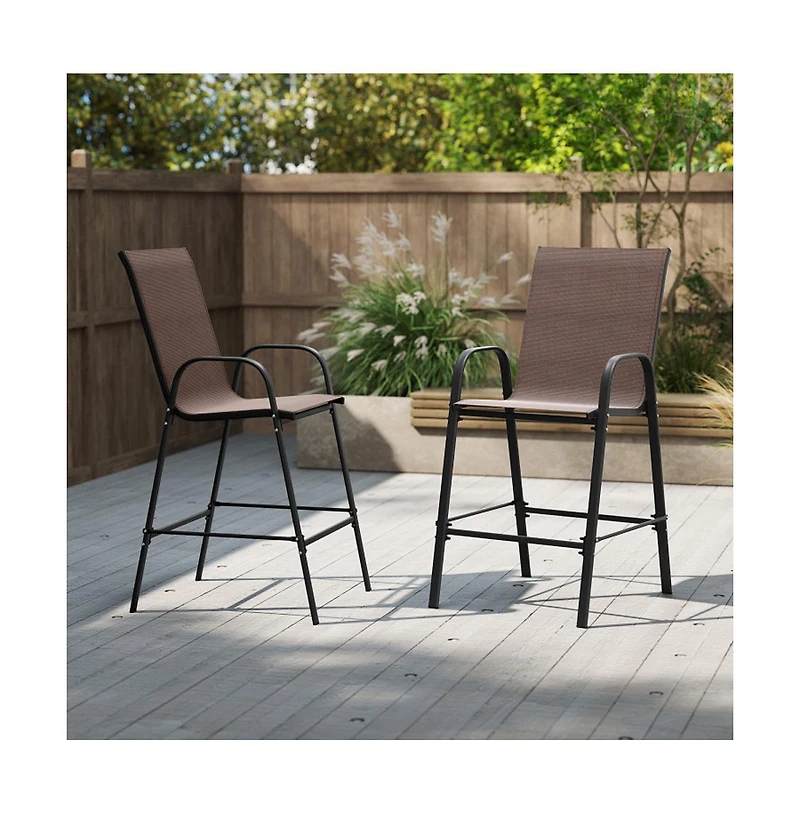 Boyel Living Outdoor Bar Stools Set of 2 29 Inch Fabric Bar Height Stools with Armrests
