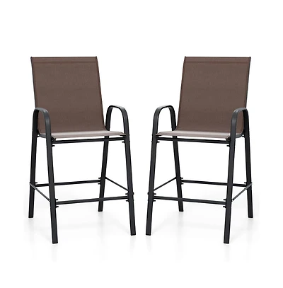 Boyel Living Outdoor Bar Stools Set of 2 29 Inch Fabric Bar Height Stools with Armrests