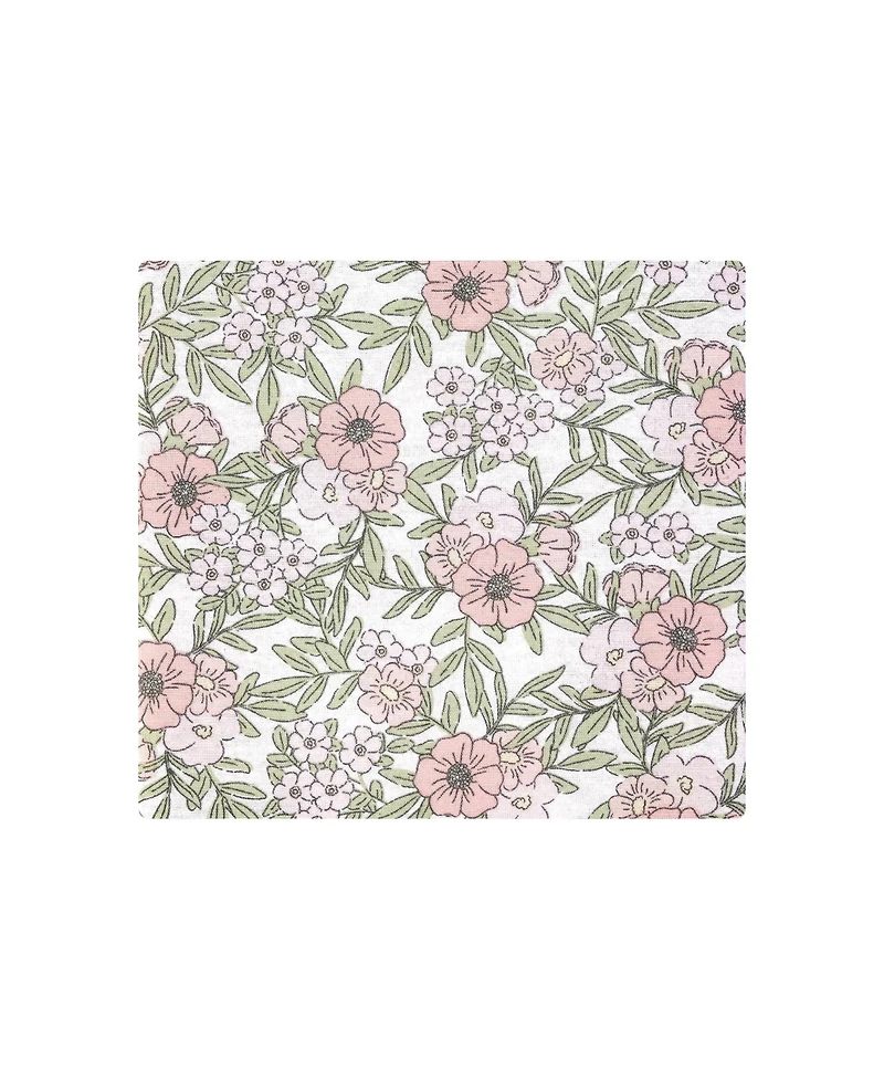 Hudson Baby Girl Cotton Poly Flannel Receiving Blankets 4-Pack, Soft Pink Floral, One Size