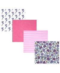 Hudson Baby Girl Cotton Poly Flannel Receiving Blankets, Begonia Pink Floral, One Size