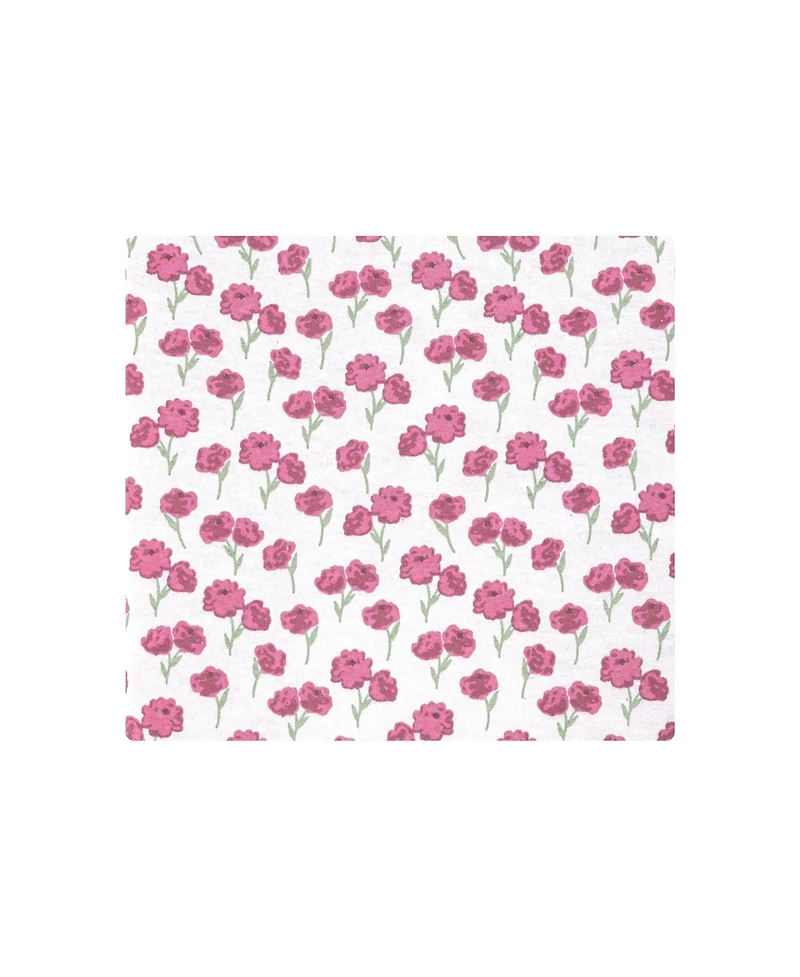 Hudson Baby Girl Cotton Poly Flannel Receiving Blankets 4-Pack, Wild Rose Floral, One Size