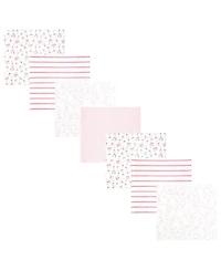 Hudson Baby Girl Cotton Poly Flannel Receiving Blankets Bundle 7-Pack, Wispy Wild Flower Bunny, One Size