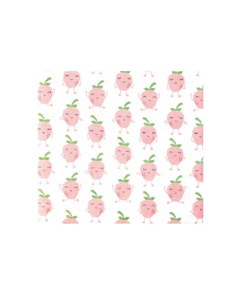 Hudson Baby Girl Cotton Poly Flannel Receiving Blankets Bundle 7-Pack, Happy Strawberries, One Size