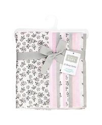 Hudson Baby Girl Cotton Poly Flannel Burp Cloths Bundle 12-Pack, Pink Primrose, One Size