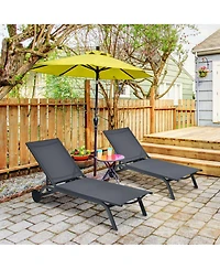 Clihome 6-Position Adjustable Fabric Outdoor Patio Recliner Lounge Chair