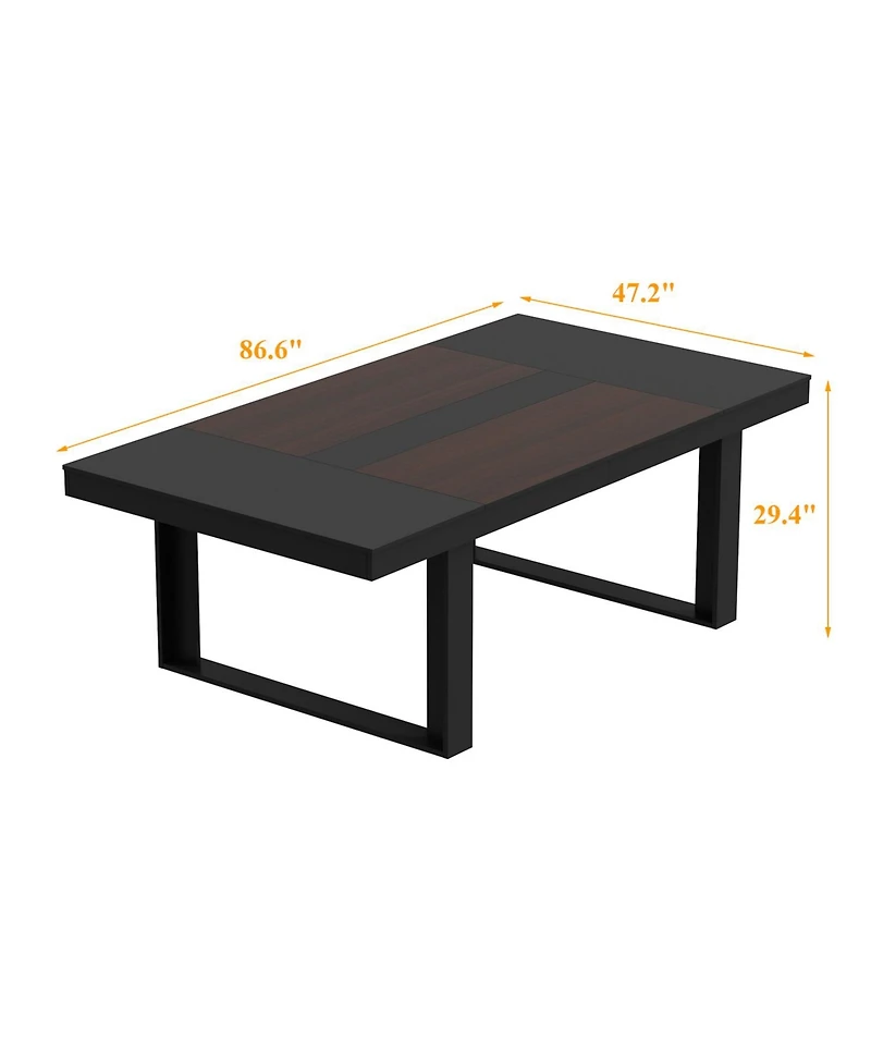 Homsee Retangular Wood Grain Wooden Dining Table with Wooden Frame