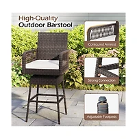 Boyel Living 29 Inches Patio 360degree(s) Swivel Bar Stool with Cross-Woven Armrests and Seat Cushion