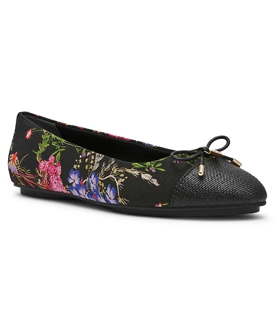 Anne Klein Women's Luci Cap Toe Floral Ballet Flats
