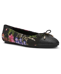 Anne Klein Women's Luci Cap Toe Floral Ballet Flats
