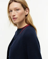 Tommy Hilfiger Women's Crochet Detail Crewneck Cardigan