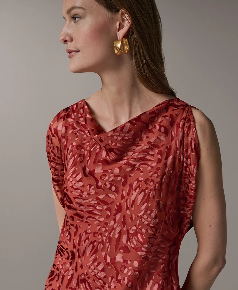 Donna Karan New York Petite Printed Cowl Neck Top