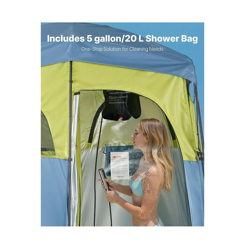Sugift Camping Shower Tent 2-Room Portable Privacy Tent Changing Room with Shower Bag