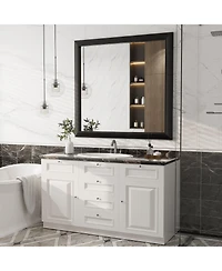 Apmir 38" x 40" Inch Thick Metal Framed Wall Mirrors for Bedroom