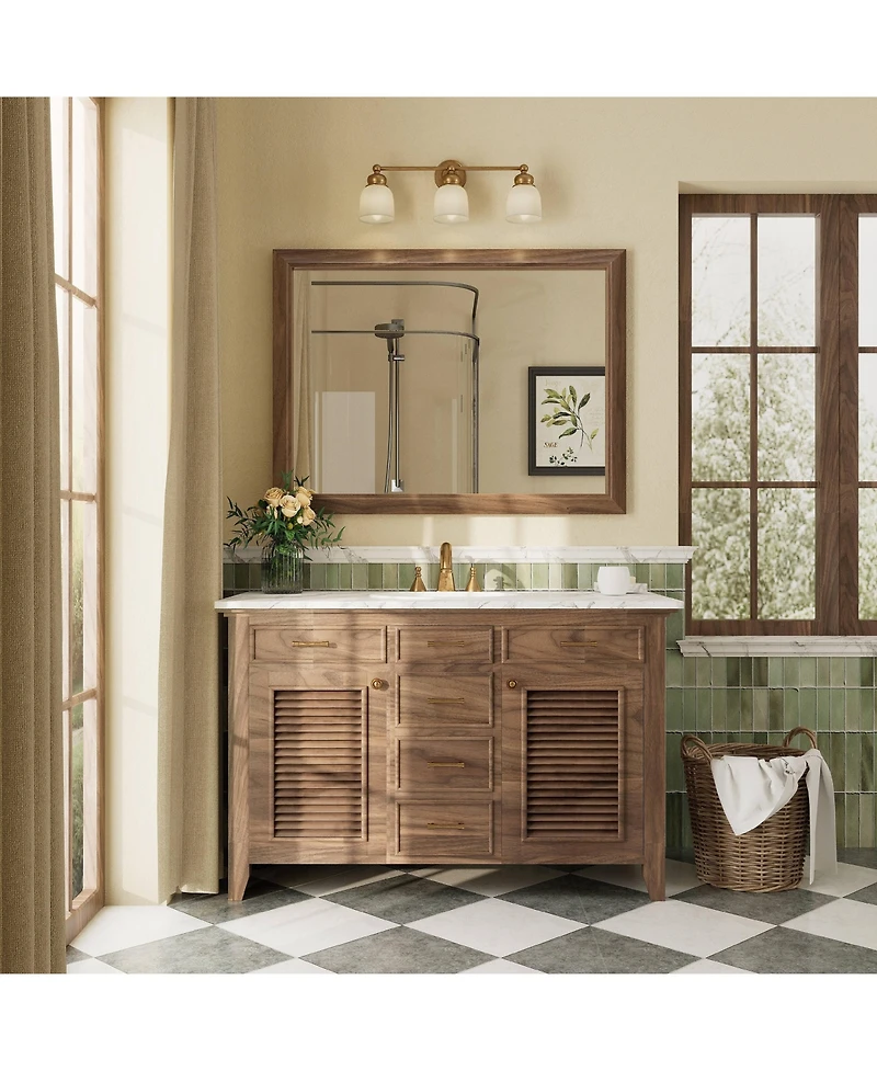 Apmir 30" x 40" Inch Thick Metal Framed Wall Mirrors for Bedroom