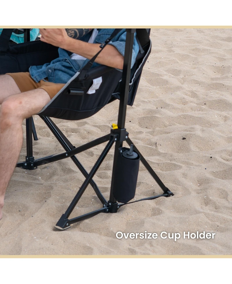 Arrowhead Outdoor 2-Pack Folding Hammock Camp Chair, Detachable Footrest, Padded Headrest and Seat, 2x Large Cup Holders, Supports 300lbs