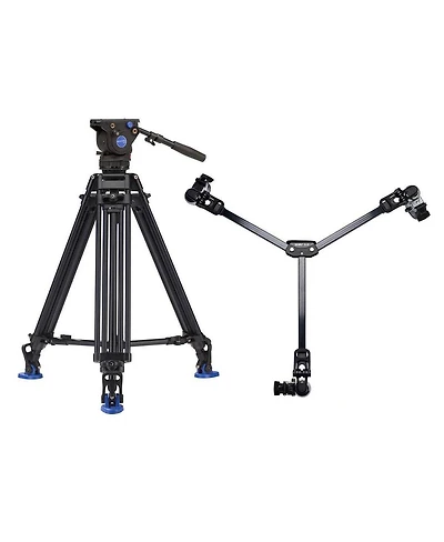 Benro BV4 Pro 3-Section Aluminum Video Tripod, Bundle with Dl-08 Dolly