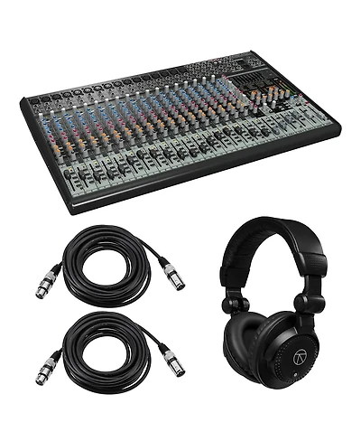 Behringer Eurodesk SX2442FX Ultra-Low Noise Design 24-Input 4-Bus Studio/Live Mixer, Bundle with TAPH100 Headphones and M to F Microphone