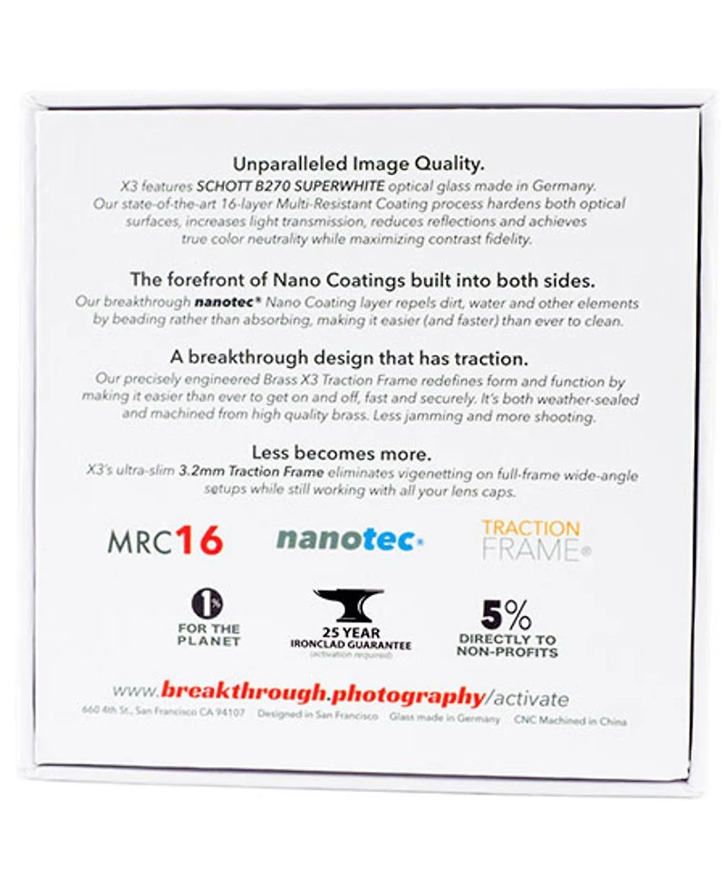 Breakthrough Photography 82mm X4 Uv Traction Filter, Brass Frame, Schott Glass, Nanotec Coating