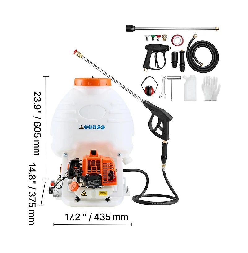 Sugift Gas Powered Backpack Sprayer 26.5CC 0.9HP Engine Garden Sprayer with 5 Gallon Tank