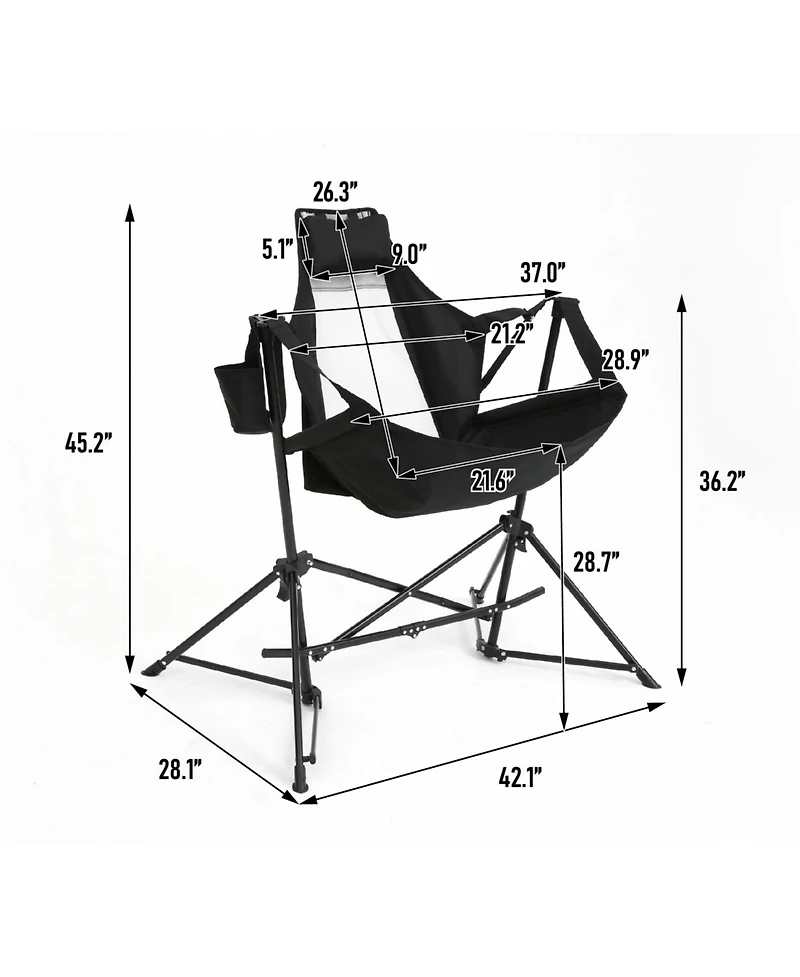 ECHTPeak Hammock Camping Chairs Set of 2, with Adjustable Backrest, Aluminum Alloy, Pillow Cup Holder, for Lawn Camp Fishing Hiking