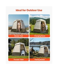 ECHTPeak Camping Shower Tent, 150D Oxford Fabric with Silver Coating, 2-Room Foldable Privacy Tent Changing Room, for Camping, Beach, and Fishing