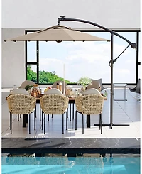 gaomon 10ft Outdoor 360degree(s) Rotation Offset Patio Umbrella with Base, Sun Protection for Deck, Poolside, Backyard