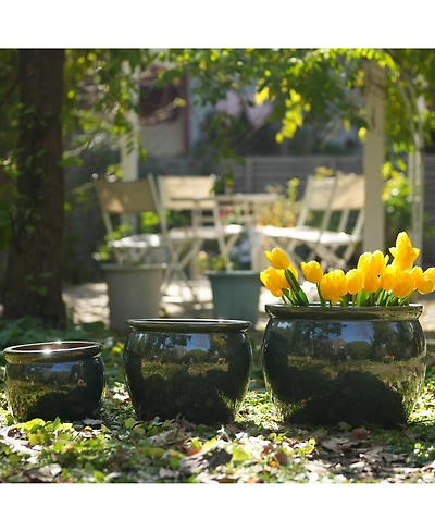 Clihome Handmade Ceramic Plant Pots, Indoor & Outdoor Flower Pots for Tables,Breathable Clay with Drainage Hole