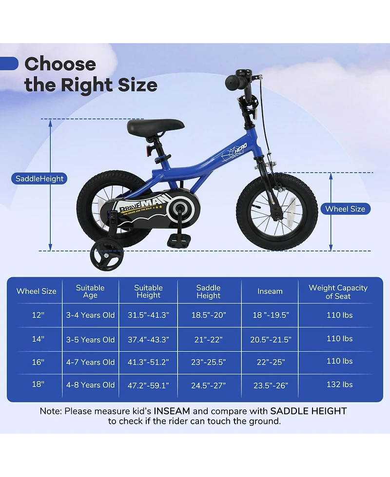 Mecale Kids Bike with Removable Training Wheels