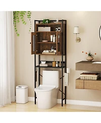 Gymax Over the Toilet Cabinet Space-saving Bathroom Storage Organizer w/ 2 Mesh Doors