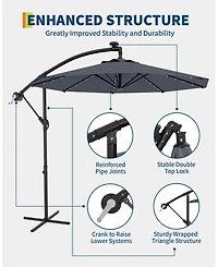 Gaomon Uv-Resistant Offset Patio Umbrella with Solar Led Lights for Backyard, Poolside